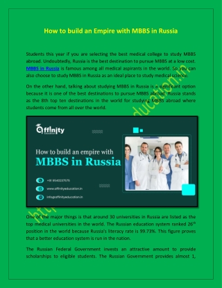 How to build an Empire with MBBS in Russia