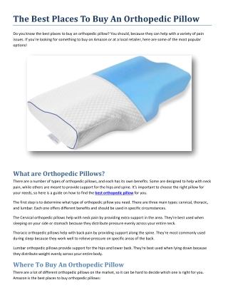 The Best Places To Buy An Orthopedic Pillow