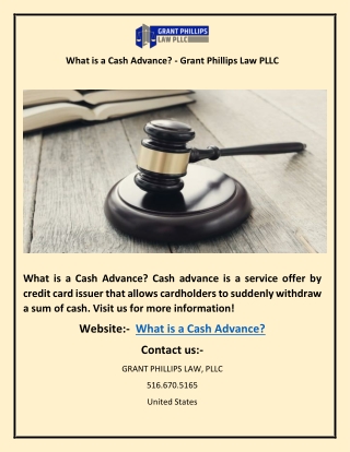 What is a Cash Advance? - Grant Phillips Law PLLC