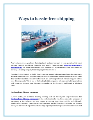 Ways to hassle-free shipping