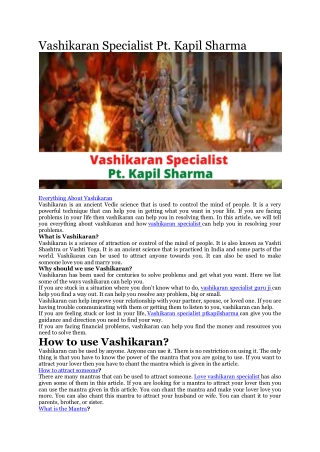 Vashikaran Specialist Pt. Kapil Sharma