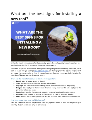 What are the best signs for installing a new roof?