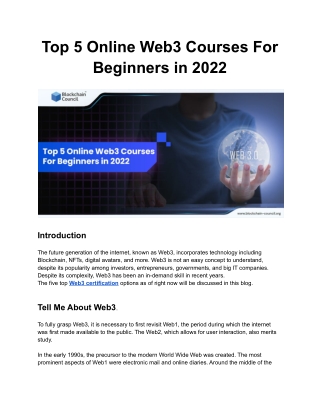 Top 5 Online Web3 Courses For Beginners in 2022