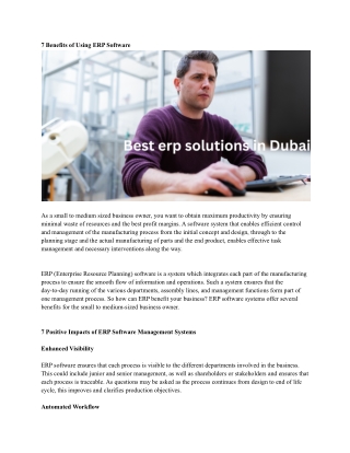 Best erp solutions in Dubai