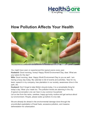 How Pollution Affects Your Health