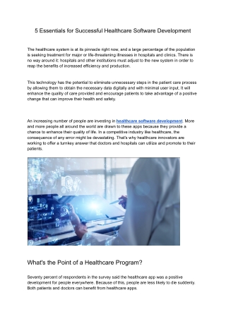 5 Essentials for Successful Healthcare Software Development