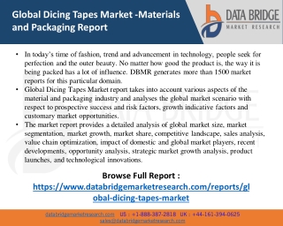 Global Dicing Tapes Market Size 2021-2028 Worldwide Industrial Analysis