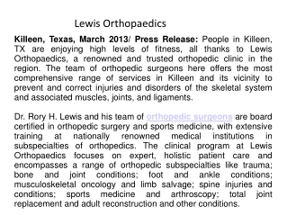 Lewis Orthopaedics
