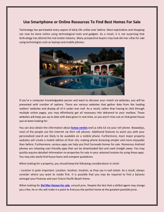 Use Smartphone or Online Resources To Find Best Homes For Sale