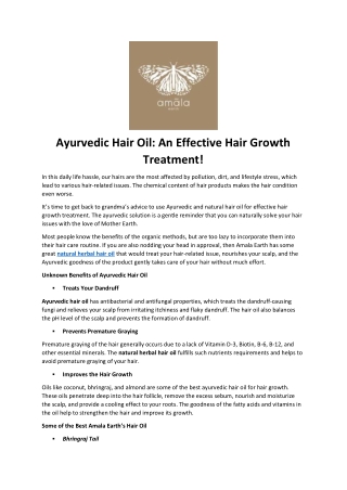 Ayurvedic Hair Oil An Effective Hair Growth Treatment!