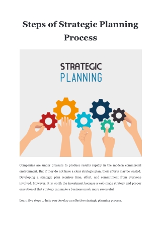 Steps of Strategic Planning Process