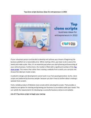 Top clone scripts business ideas for entrepreneurs in 2022