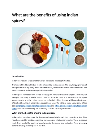 What are the benefits of using Indian spices