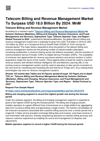 Telecom Billing and Revenue Management Market Is Poised To Grow