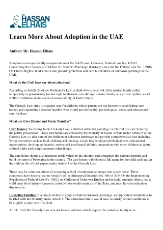 Learn More About Adoption in the UAE
