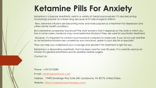 Ketamine Pills For Anxiety