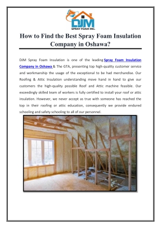 How to Find the Best Spray Foam Insulation Company in Oshawa