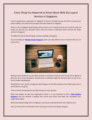Every Thing You Required to Know About Web Site Layout Services in Singapore