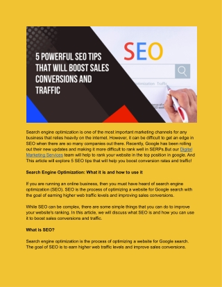 5 Powerful SEO Tips That Will Boost Sales Conversions And Traffic