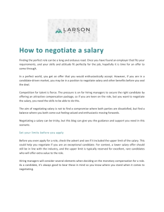 How to Negotiate a Salary - Larson Maddox