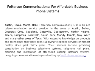 Folkerson Communications: For Affordable Business Phone Syst