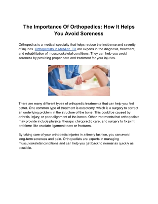 The Importance Of Orthopedics: How It Helps You Avoid Soreness