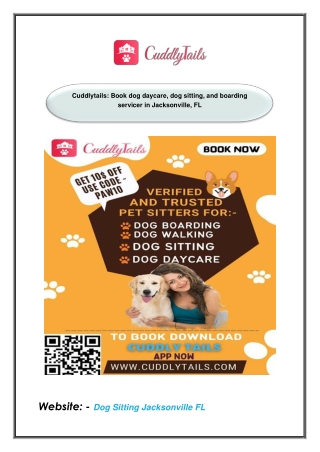 Cuddlytails: Book dog daycare, dog sitting, and boarding servicer in Jacksonvill