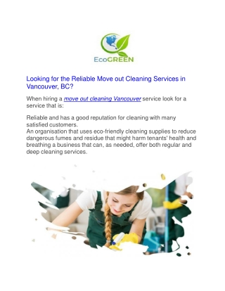 Reliable Move out Cleaning Services in Vancouver