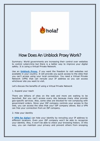 How Does An Unblock Proxy Work