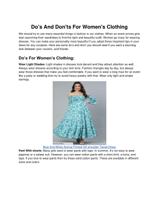 Do's And Don'ts For Women's Clothing