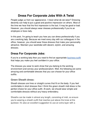 Dress For Corporate Jobs With A Twist