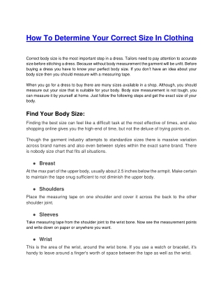 How To Determine Your Correct Size In Clothing