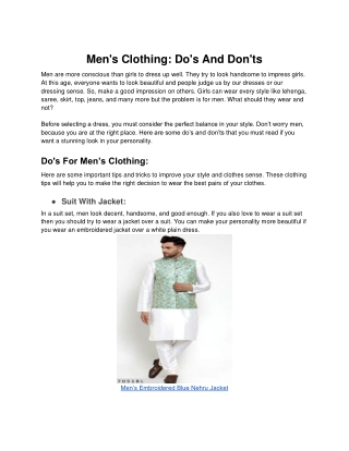 Men's Clothing Do's And Don'ts