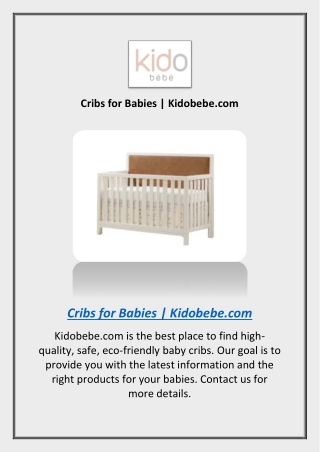 Cribs for Babies | Kidobebe.com