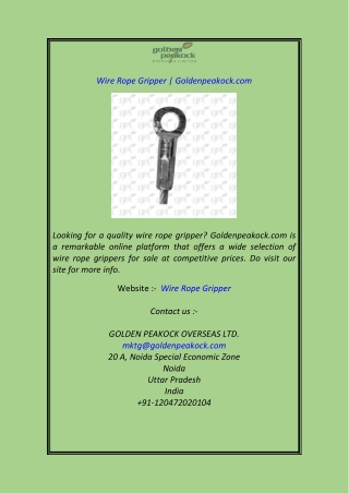 Wire Rope Gripper Goldenpeakock.com