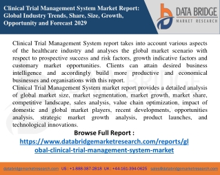 Clinical Trial Management System Business growth, Industry Trends and Forecast