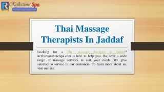 Thai Massage Therapists In Jaddaf | Reflectionshotelspa.com