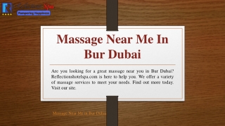Massage Near Me In Bur Dubai | Reflectionshotelspa.com