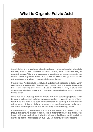 What is Organic Fulvic Acid