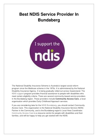 Best NDIS Service Provider In Bundaberg