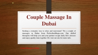 Couple Massage In Dubai | Perfecthealthspa.com