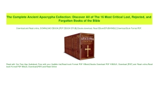 (READ-PDF!) The Complete Ancient Apocrypha Collection Discover All of The 16 Most Critical Lost  Rej