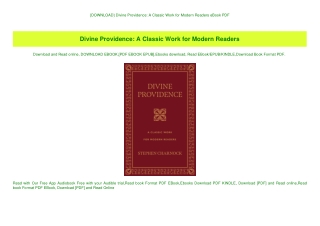 {DOWNLOAD} Divine Providence A Classic Work for Modern Readers eBook PDF