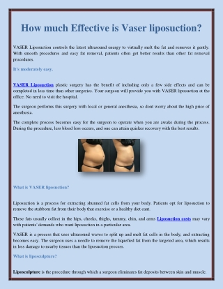 How much Effective is Vaser liposuction?