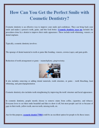 How Can You Get the Perfect Smile with Cosmetic Dentistry?