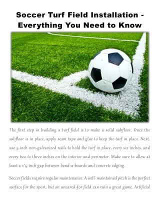 Soccer Turf Field Installation - Everything You Need to Know