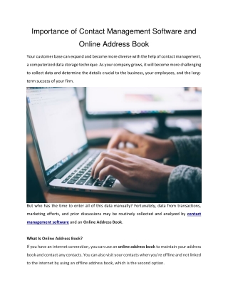 Importance of Contact Management Software and Online Address Book