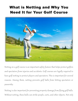 What is Netting and Why You Need It for Your Golf Course