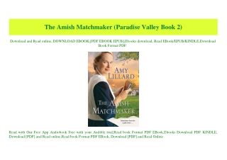 (READ)^ The Amish Matchmaker (Paradise Valley Book 2) [W.O.R.D]