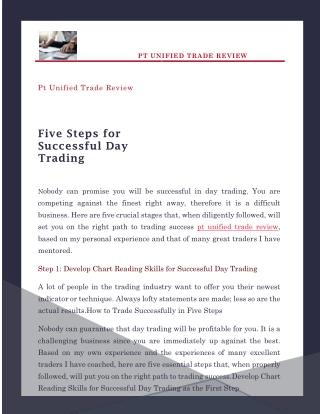 Five Steps for Successful Day Trading
